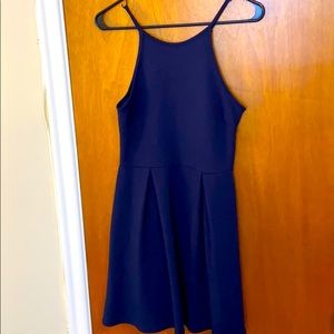 Dark Blue High Neck Dress